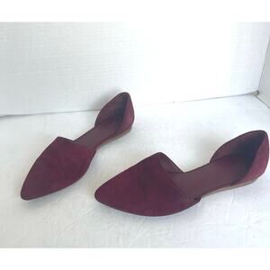 Vince Nina Suede d'Orsay Burgundy Pointy Toe Flat Ballet Comfort Shoes‎ Size 8M
